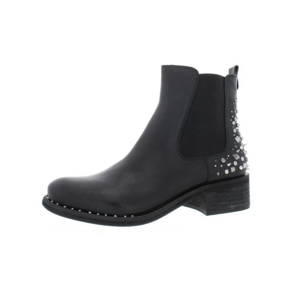Sam Edelman Dover Chelsea Black Leather Studded Ankle Boot - Picture 8 of 9